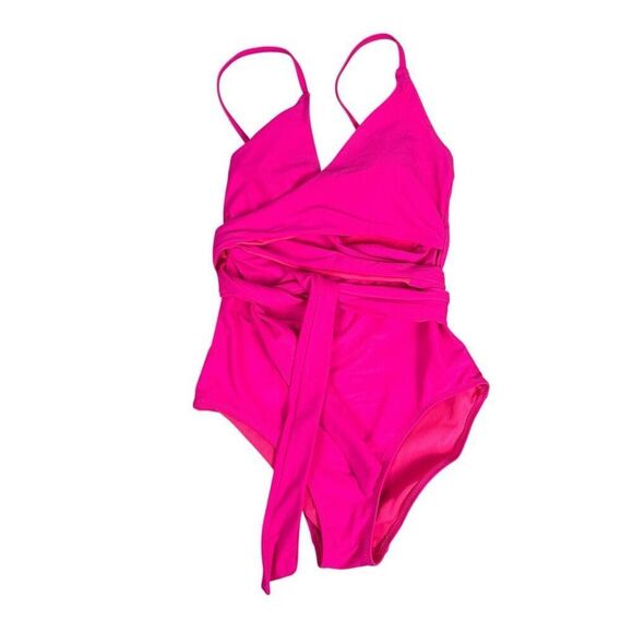 Aerie Small Long Pink Wrap Top One Piece Swimsuit Full Coverage - Picture 3 of 11